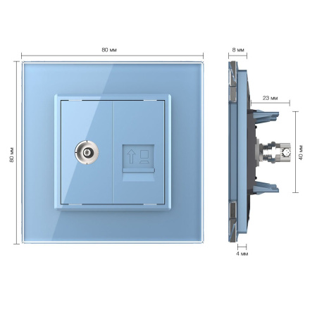 Розетка ТВ/КОМП RJ-45 Синяя Livolo