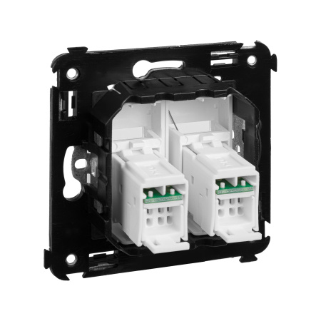 Компьютерная розетка RJ-45 в стену, кат.5e двойная, "Avanti", "Белое облако" DKC