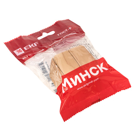 Минск Выключатель 2-клавишный ОП 10А светлое дерево EKF