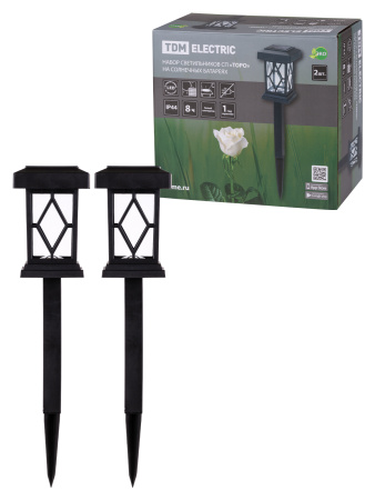 Набор светильников СП "Торо" на солнечных батареях, пластик, 10х44 cм, 2 шт, TDM
