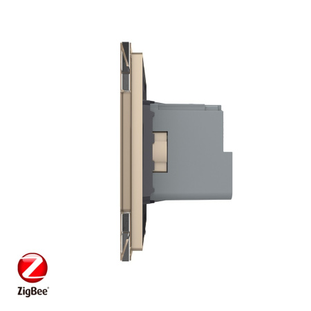 Розетка электрическая ZigBee (Wi-Fi) с заземлением защитными шторками 16A 1 пост Золотая Livolo