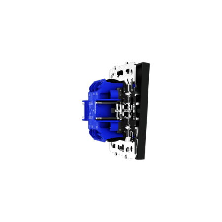 Проходной переключатель встраиваемый Voltum S70 двухклавишный с подсветкой 10А, (черный матовый)