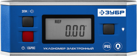 МИНИ уровень-уклономер электронный, IP65, Магнитный, Диапазон 0-90°, Точность ±0,05°, 3 кнопки, HOLD, Подсветка, Автоповорот, Профессионал ЗУБР