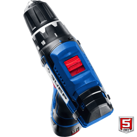 12В + LED фонарь, 2 АКБ (2Ач), в кейсе, дрель-шуруповерт, Профессионал. DL-121-22F ЗУБР