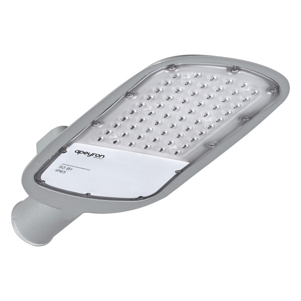 29-02 Светильник светодиодный, уличный, консольный 50Вт, 230/50Гц, 5500лм, 5000К, IP65, КСС "Ш", 420*200*70мм, Ф50мм, серый APEYRON