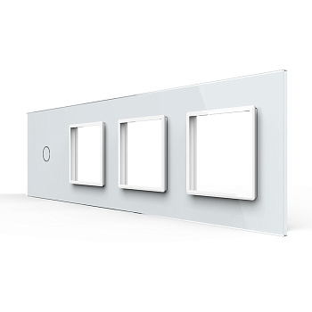 Панель для сенсорного выключателя и 3-х розеток, 1 клавиша, цвет белый, стекло Livolo