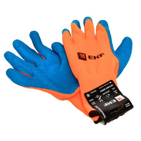 Перчатки рабочие ПРОФИ ЗИМА с рельефным латексным покрытием утепленные (10 класс, 9 разм) Professional EKF