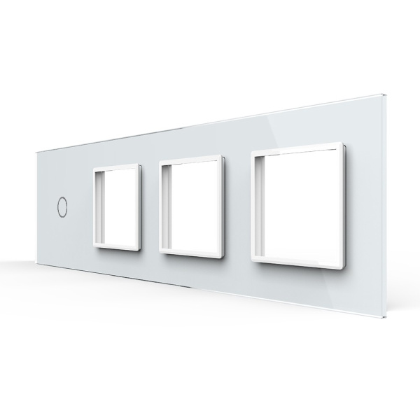 Панель для сенсорного выключателя и 3-х розеток, 1 клавиша, цвет белый, стекло Livolo