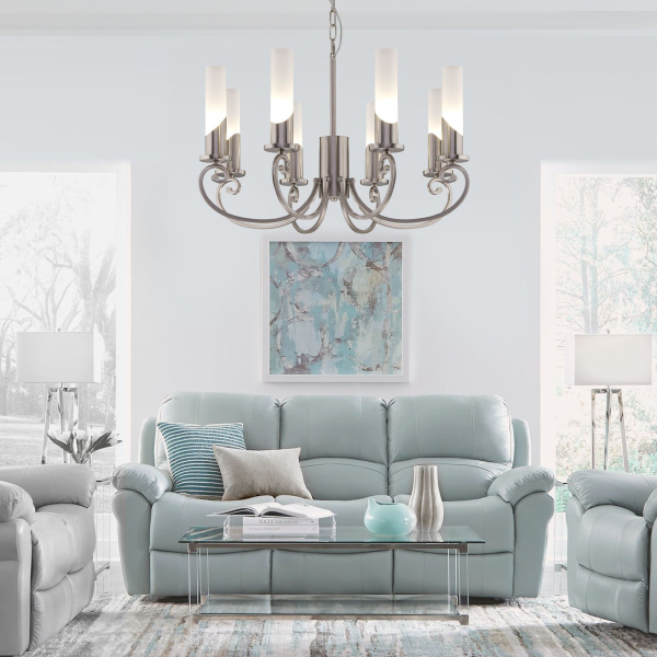 Классическая подвесная люстра 8*E14 60Вт никель IP20 Banci (60117/8 никель) Eurosvet