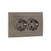Валенсия Лицевая панель розетки 2-местной с/з 16А графит с защ, штор, EKF