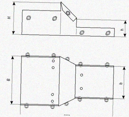 Лоток переходной замковый ЛПЗ 150х100-50х50 УТ1,5, оцинкованный лист, S1,5