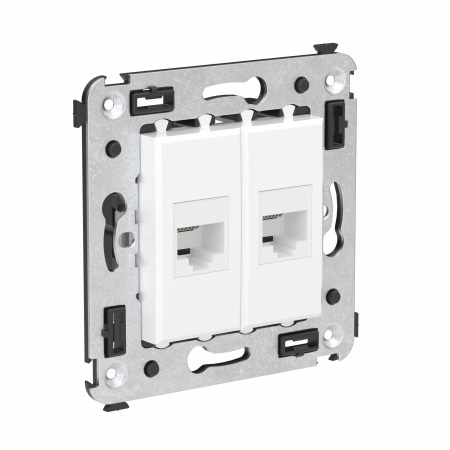 Телефонная розетка RJ-12 без шторки в стену двойная, "Avanti", "Белое облако" DKC