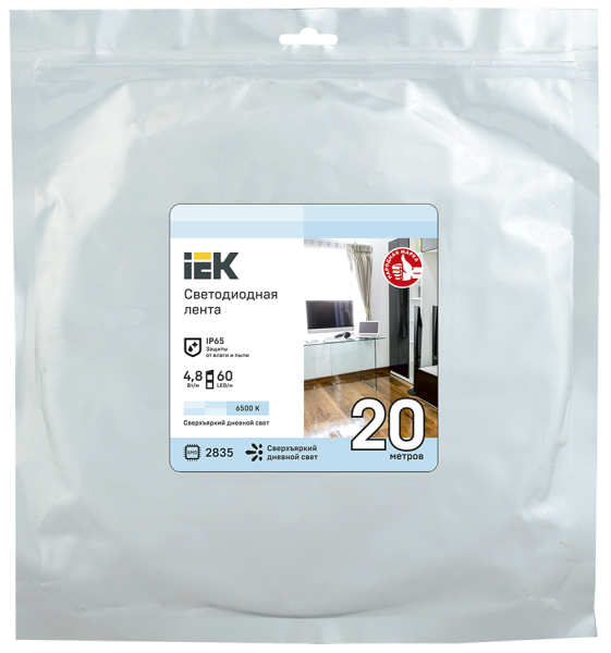Лента светодиодная 20м LSR-2835W60-4,8-IP65-12В IEK