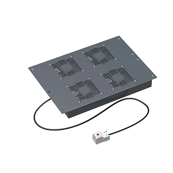 Потолочный модуль 4 вентилятора с термостатом для крыши напольных 19" IT-корпусов ДКС серии CQE шириной 600мм, RAL7011 DKC