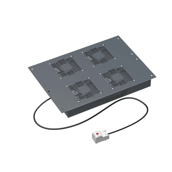 Потолочный модуль 4 вентилятора с термостатом для крыши напольных 19" IT-корпусов ДКС серии CQE шириной 600мм, RAL7011 DKC