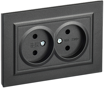 BRITE Розетка 2-местная без заземления без защитных шторок 10А в сборе РС12-2-БрЧ графит IEK