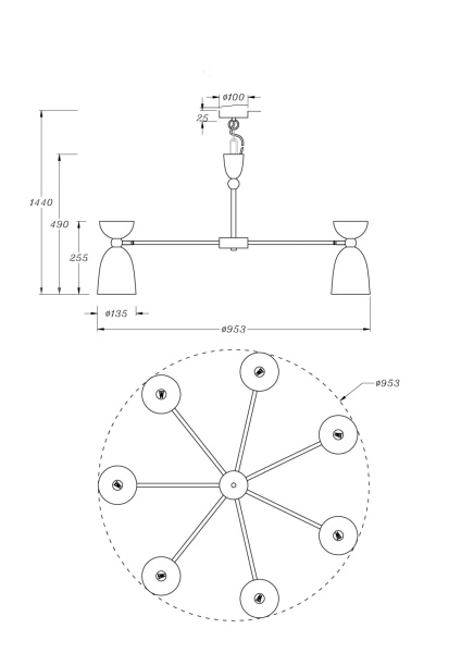 Подвесной светильник 7*E14 40Вт Белый IP20 Cloches MOD113PL-07W Maytoni