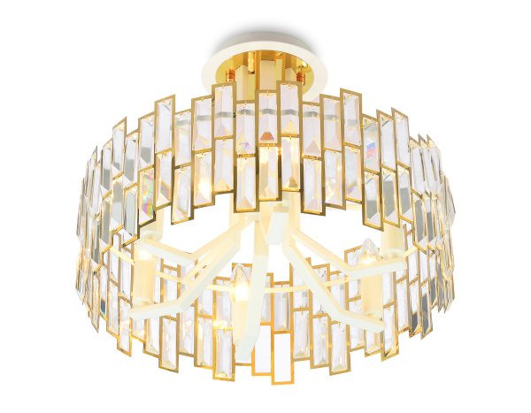 Подвесная люстра с хрусталем TR5051 GD/WH/CL золото/белый/прозрачный E14/6 max 40W D500*380 Ambrella Light