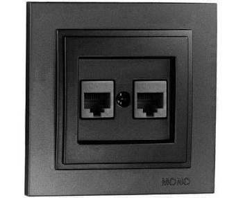 Despina/Larissa Механизм розетки без лицевой панели СУ комп.+ телеф.(RJ45+RJ11) . графит IP20 Mono