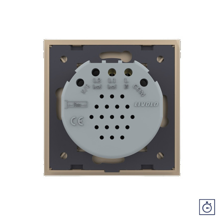 Сенсорный выключатель с таймером 1 клавиша 1 модуль Золотой Livolo