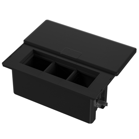 Donel Настольный встраиваемый розеточный блок с сдвижной крышкой 6 мод. (3 мод. 45х45), черный