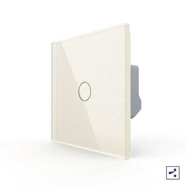 Одноклавишный проходной/перекрестный сенсорный выключатель 1 пост, цвет жемчуг Livolo