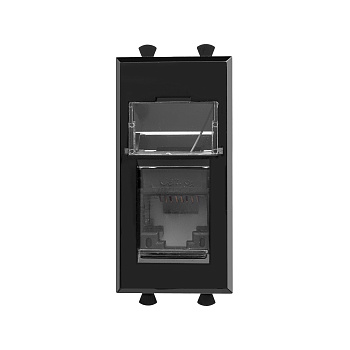 Компьютерная розетка RJ-45 модульная, кат.6А, "Avanti", "Черный квадрат", 1 модуль DKC