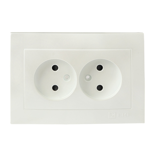 Валенсия Лицевая панель розетка 2-местной б/з 10А жемчуг с защ, штор, EKF