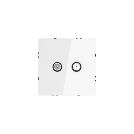 Розетка телевизионная встраиваемая Voltum S70 оконечная TV+SAT, (белый глянцевый)