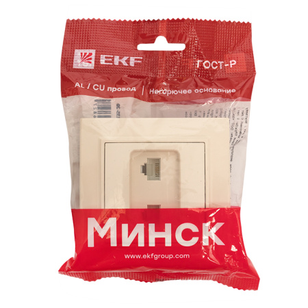 Минск Розетка RJ-45+Phone СП бежевый EKF Минск Розетка RJ-45+Phone СП бежевый EKF