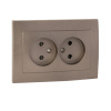 Валенсия Лицевая панель розетка 2-местной б/з 10А графит с защ, штор, EKF