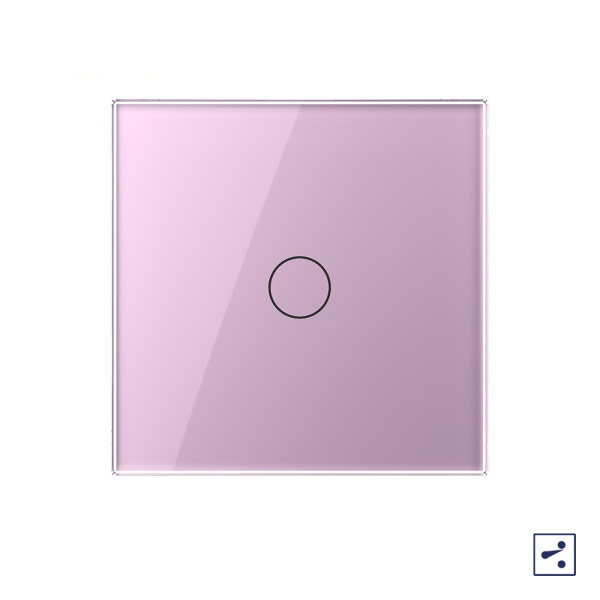 Одноклавишный проходной/перекрестный сенсорный выключатель 1 пост, цвет розовый Livolo