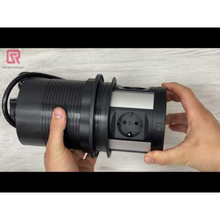 Розетка вертикальная выдвижная с пневмоприводом 4EU + 2 USB (A) + 2 USB (C)