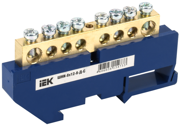Шина N "ноль" на DIN-изоляторе ШНИ-8х12-8-Д-С IEK