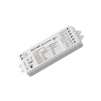 Donel RGB+CCT контроллер, напряжение питания 12-24V DC, 5х3А, выходная мощность 360W, Tuya Bluetooth & RF 2.4G, 107x75x24.5 мм. серия:DN8URZ
