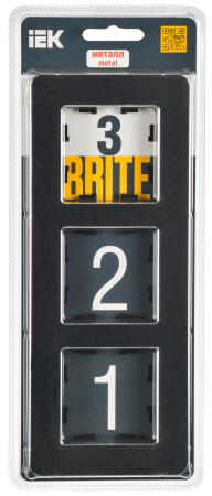 BRITE Рамка 3-мест. РУ-3-1-Бр металл черн. RE IEK