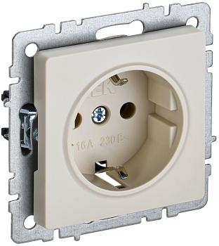 BRITE Розетка 1-местная с з/з без защитных шторок 16А РС11-1-0-БрКр бежевый IEK