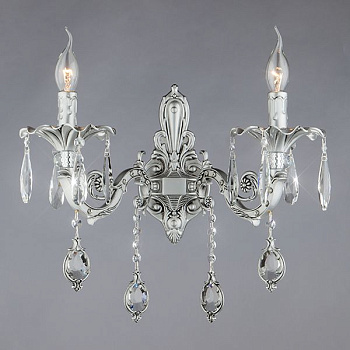 Бра с хрусталем 2*E14 40Вт серебряный IP20 Wonderful (276/2 серебро) Bogate's