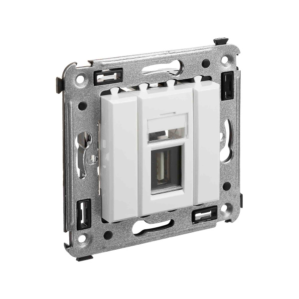 USB 2.0 розетка одинарная в стену, тип А-А, "Avanti", "Белое облако" DKC