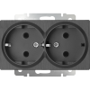 Розетка двойная с заземлением (графит рифленый) СУ IP20 Werkel