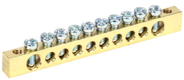 Шина PEN "земля-ноль" 6х9мм 10/2 (10групп/крепеж по краям) IEK