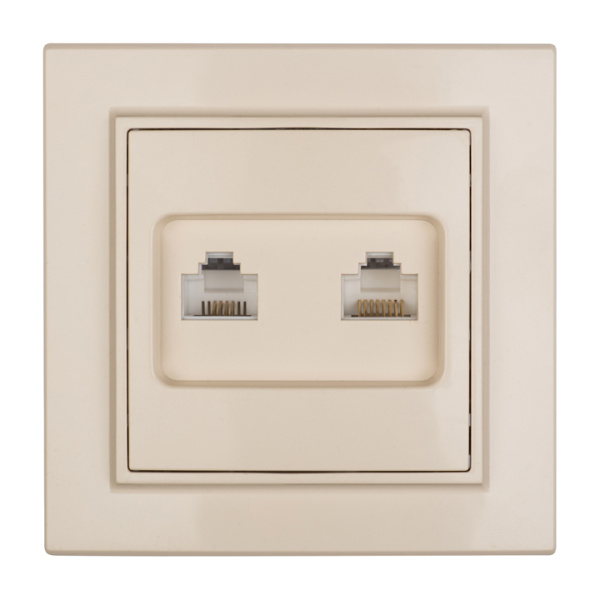 Минск Розетка RJ-45+Phone СП бежевый EKF Минск Розетка RJ-45+Phone СП бежевый EKF