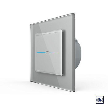 Сенсорный дверной звонок Quadro 1 клавиша 1 модуль Серый Livolo