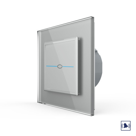 Сенсорный дверной звонок Quadro 1 клавиша 1 модуль Серый Livolo