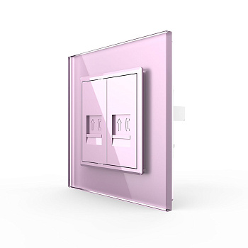 Розетка телефон двойная Розовая Livolo