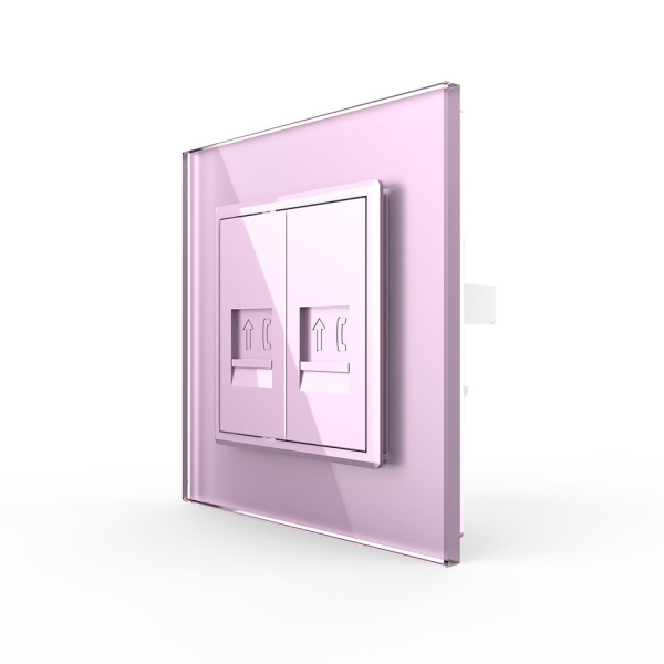 Розетка телефон двойная Розовая Livolo