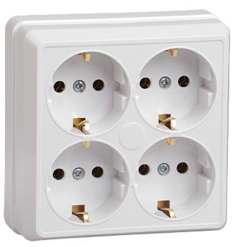 Розетка 4-местная ОУ РС24-3-ОБ с з/з 16А ОКТАВА белый IEK
