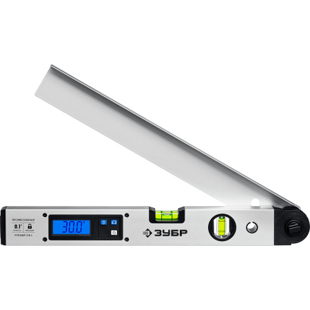 Угломер электронный 3 в 1, 400 мм, Диапазон 0-230°, Точность ±0,1°, HOLD, Подсветка, Фиксация угла, Профессионал ЗУБР