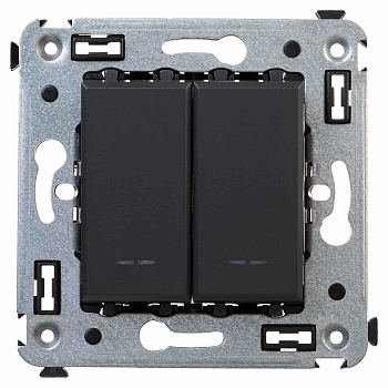 Переключатель двухклавишный в стену, "Avanti", "Черный матовый" DKC