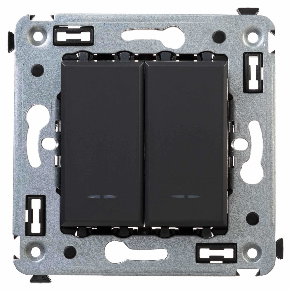 Переключатель двухклавишный в стену, "Avanti", "Черный матовый" DKC